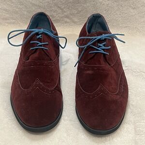 Monroe & Main Men's Size 12 W Oxford shoes Vintage Look Burgundy‎ Maroon